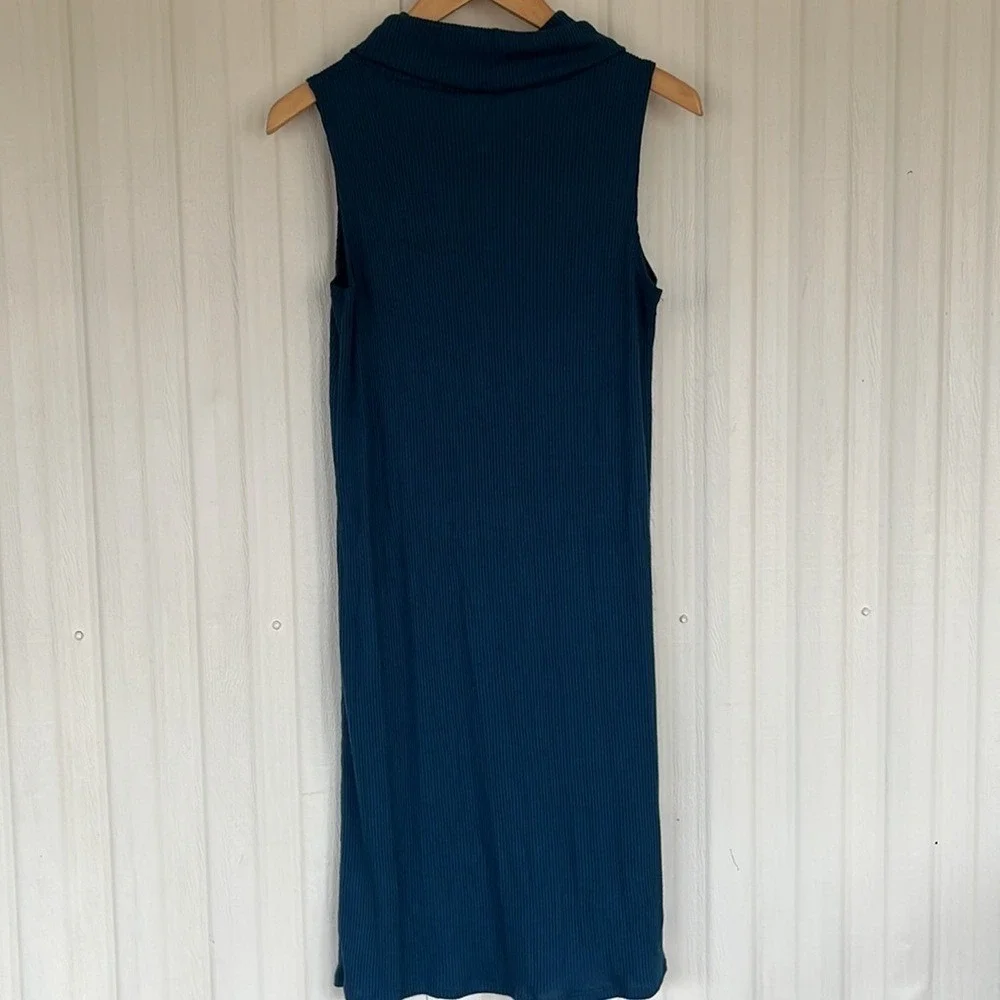 TACERA Elegant Teal Cowl Neck Sleeveless Knit Dress Women's S‎